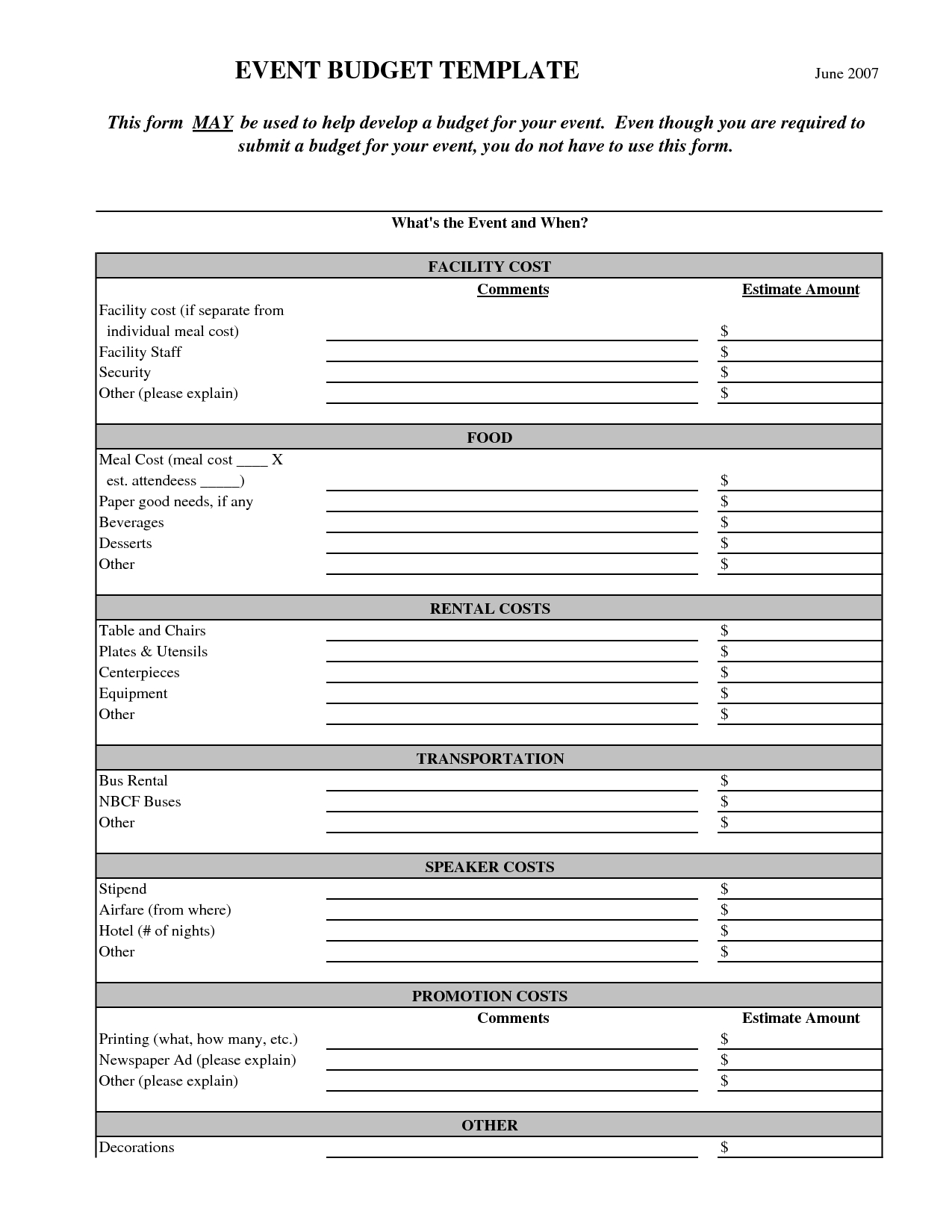 Event Planning Budget Template Planner Template Pinterest in size 1275 X 1650