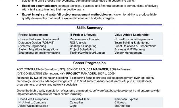 Experienced It Project Manager Resume Sample Monster intended for measurements 1700 X 2200