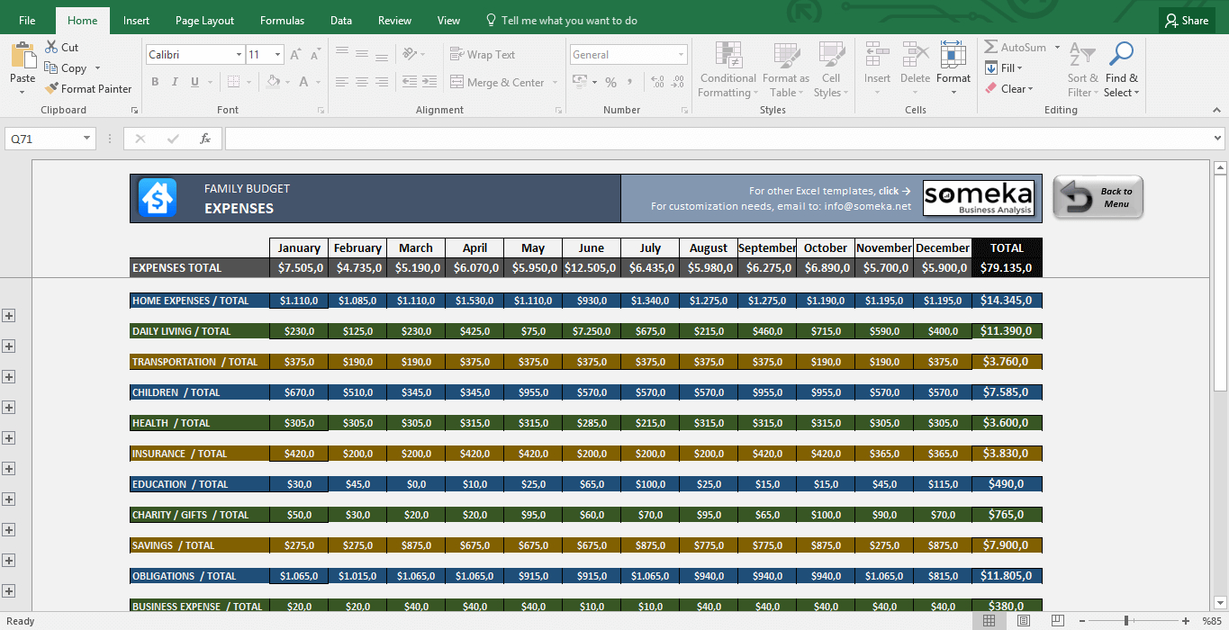 Family Budget Excel Budget Template For Household inside dimensions 1365 X 700