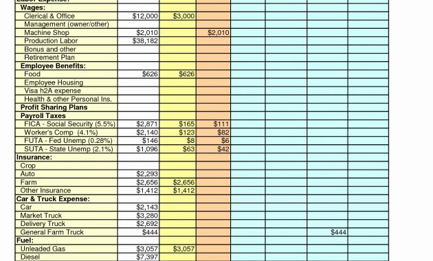 Farm Budget Template Excel Spreadsheet Collections within dimensions 1275 X 1650