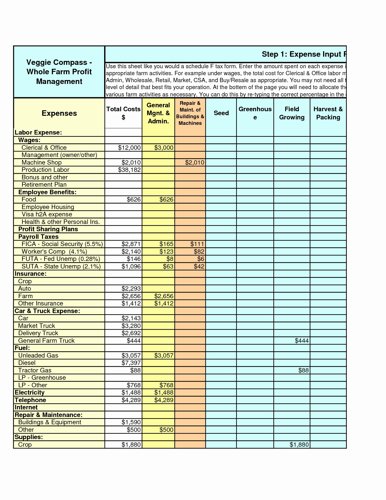 Farm Budget Template Excel Spreadsheet Collections within dimensions 1275 X 1650