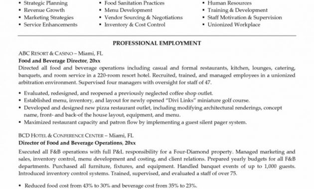 Food And Beverage Resume Template Ownforum in proportions 791 X 1024