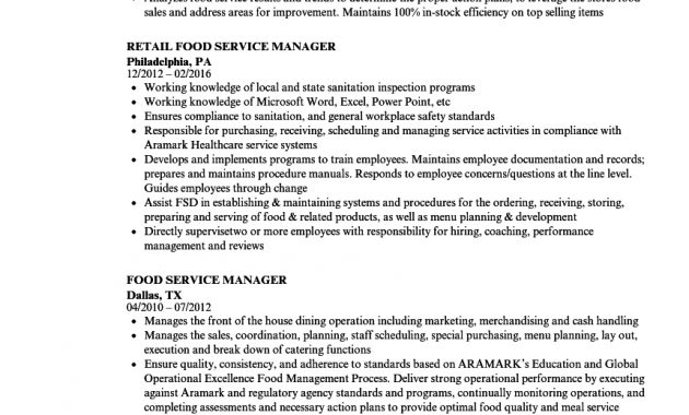 Food Service Manager Resume Samples Velvet Jobs inside proportions 860 X 1240