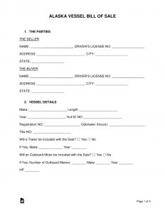 Free Alaska Vessel Bill Of Sale Form Word Pdf Eforms Free regarding measurements 791 X 1024