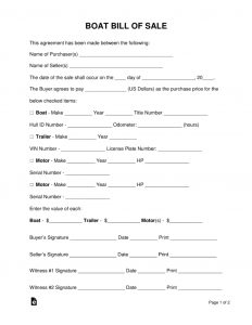 Free Boat Vessel Bill Of Sale Form Pdf Word Eforms Free within measurements 791 X 1024