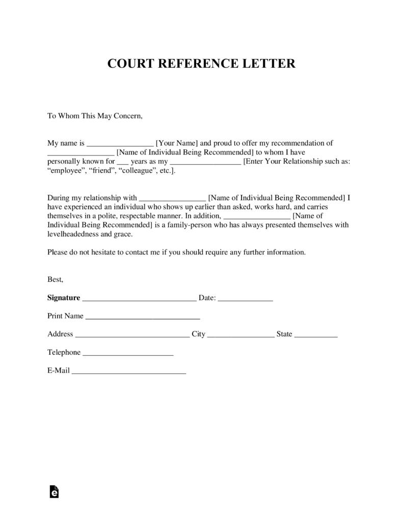 Free Character Reference Letter For Court Template Samples Pdf throughout sizing 791 X 1024