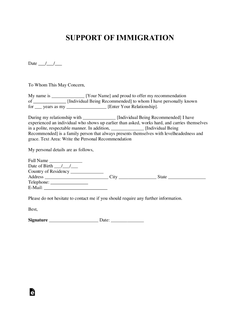 Free Character Reference Letter For Immigration Template Examples intended for sizing 791 X 1024