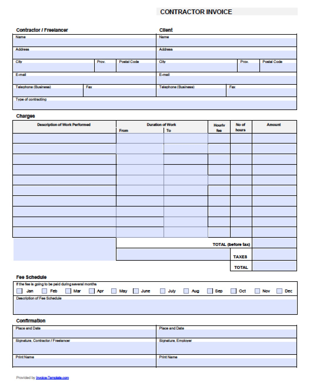 Free Contractor Invoice Template Excel Pdf Word Doc within measurements 1054 X 1312