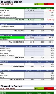 Free Download Bi Weekly Personal Budget Excel Spreadsheet 8 with sizing 728 X 1227