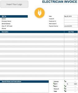 Free Electrician Invoice Template Excel Pdf Word Doc for proportions 894 X 1066