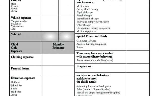 Free Family Child Care Budget Worksheet Templates At with regard to proportions 2550 X 3300