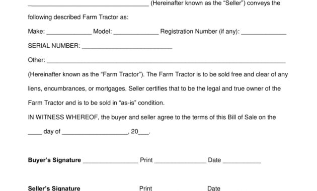 Free Farm Tractor Bill Of Sale Form Word Pdf Eforms Free with proportions 791 X 1024