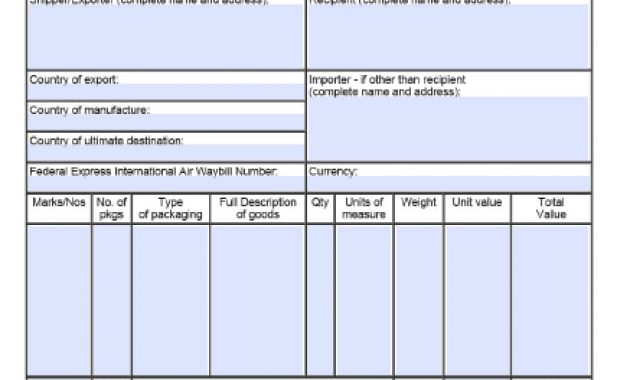 Free Fedex Commercial Invoice Template Excel Pdf Word Doc inside measurements 874 X 1096