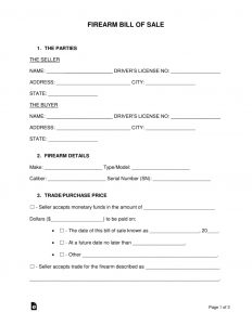 Free Firearm Gun Bill Of Sale Form Word Pdf Eforms Free for size 791 X 1024