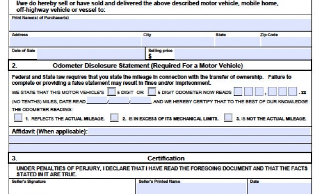 Free Florida Dmv Vehicle Bill Of Sale Form Pdf Word Doc inside proportions 978 X 1334