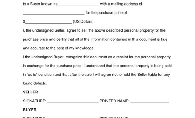 Free General Personal Property Bill Of Sale Form Word Pdf intended for proportions 791 X 1024