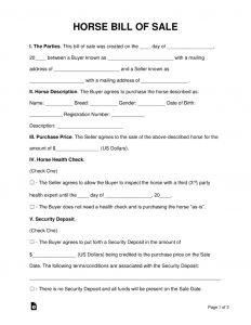 Free Horse Bill Of Sale Form Word Pdf Eforms Free Fillable Forms in measurements 791 X 1024