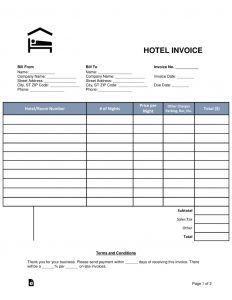 Free Hotel Invoice Template Word Pdf Eforms Free Fillable Forms regarding measurements 791 X 1024