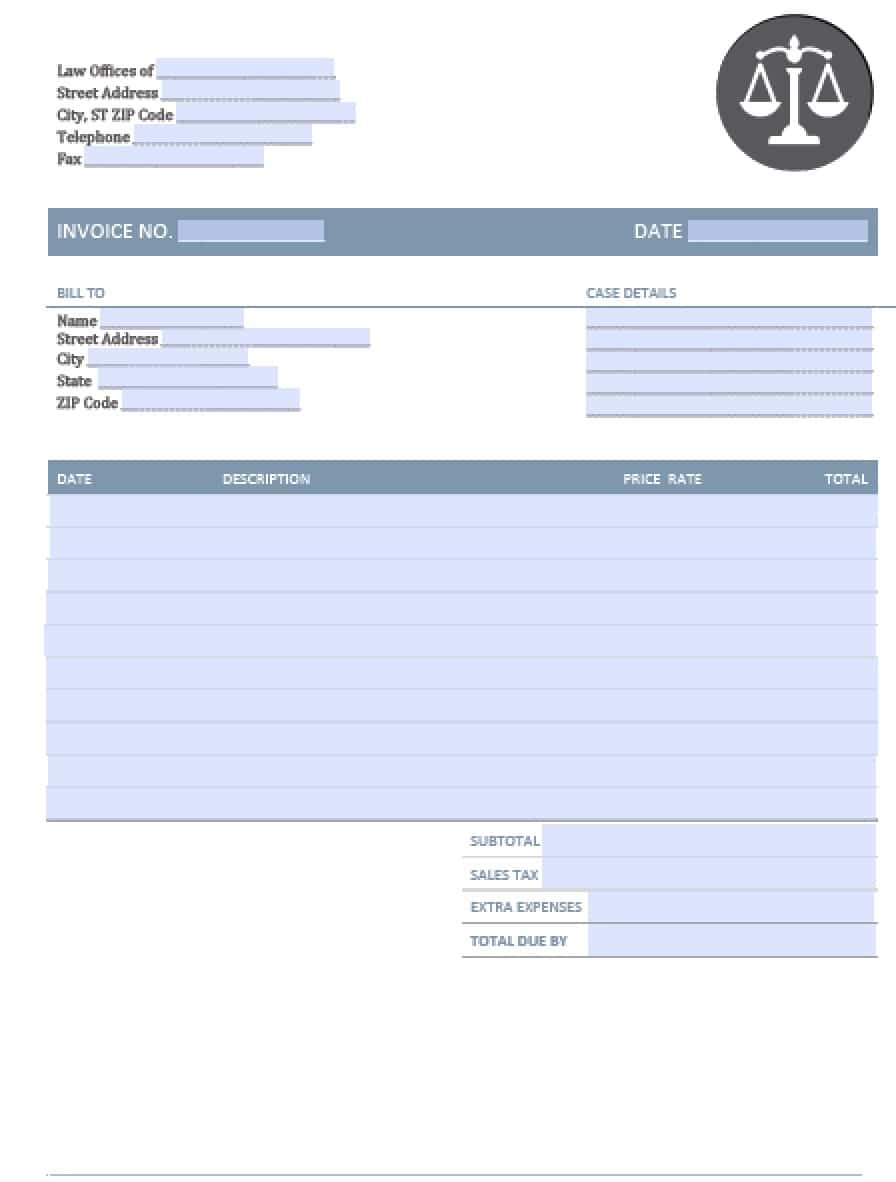 Free Legal Attorneylawyer Invoice Template Excel Pdf Word with regard to size 896 X 1182