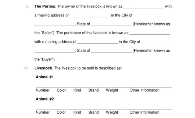 Free Livestock Bill Of Sale Form Word Pdf Eforms Free with proportions 791 X 1024