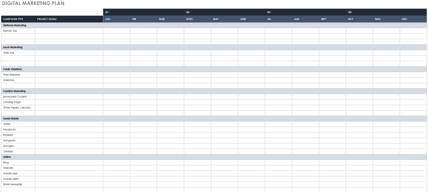 Free Marketing Plan Templates For Excel Smartsheet throughout dimensions 1713 X 770