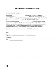 Free Mba Letter Of Recommendation Template With Samples Pdf inside size 791 X 1024