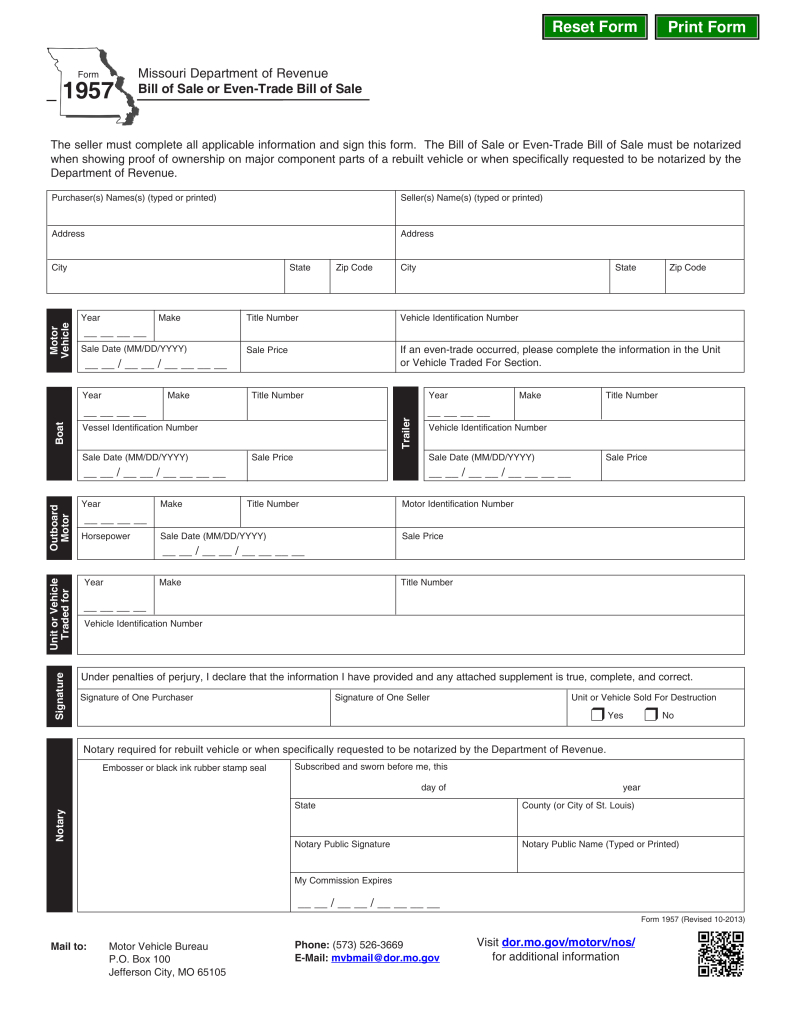 missouri bill of sale template business template ideas