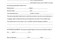 Free Mobile Manufactured Home Bill Of Sale Form Word Pdf for size 791 X 1024