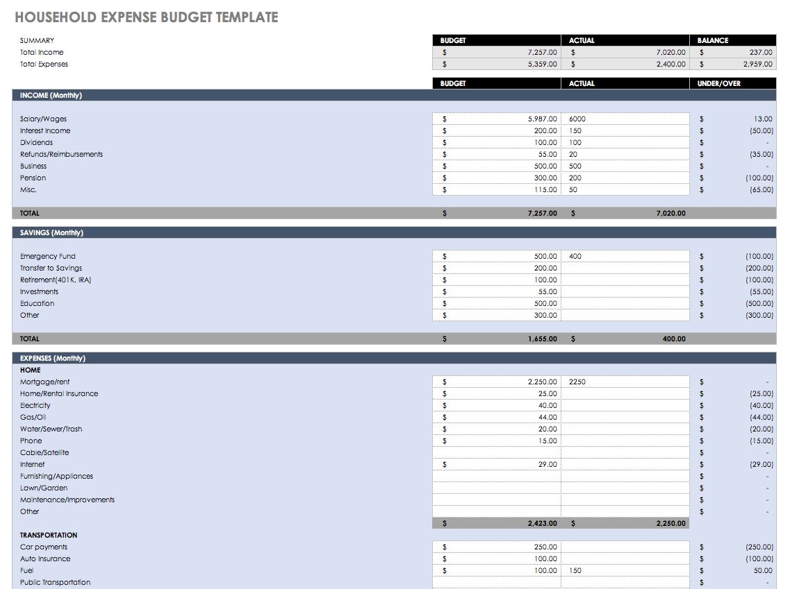 Free Monthly Budget Templates Smartsheet with regard to proportions 1137 X 849