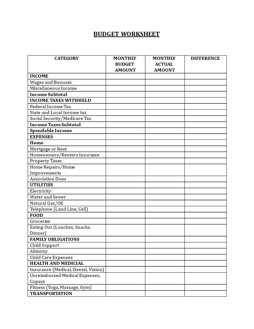 Free Monthly Operating Budget Templates At Allbusinesstemplates in sizing 816 X 1056