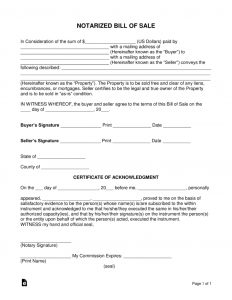 Free Notarized Bill Of Sale Form Word Pdf Eforms Free intended for dimensions 791 X 1024