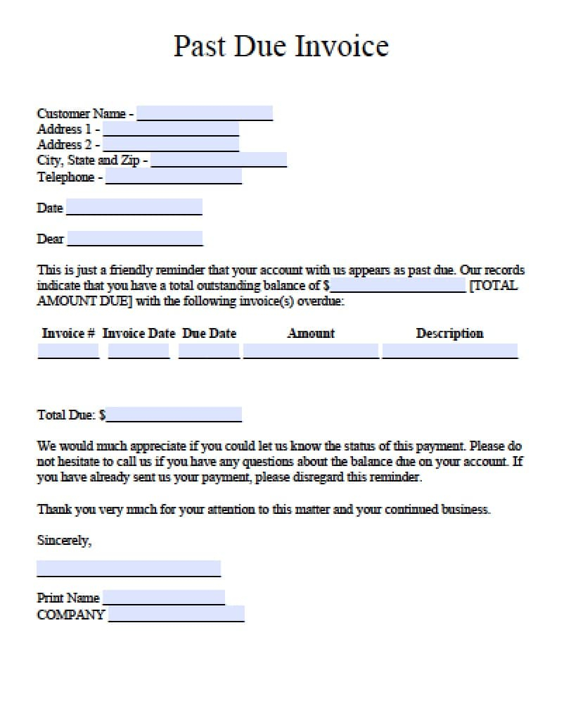 Free Past Due Invoice Template Including Letter Excel Pdf throughout dimensions 812 X 1010