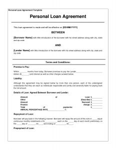 Free Personal Loan Agreement Form Template 1000 Approved In 2 for proportions 1275 X 1650