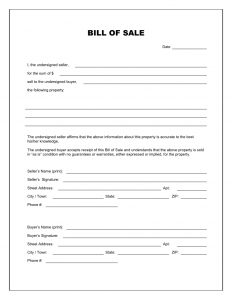 Free Printable Blank Bill Of Sale Form Template As Is Bill Of Sale in sizing 816 X 1056