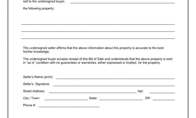 Free Printable Blank Bill Of Sale Form Template As Is Bill Of Sale pertaining to size 816 X 1056