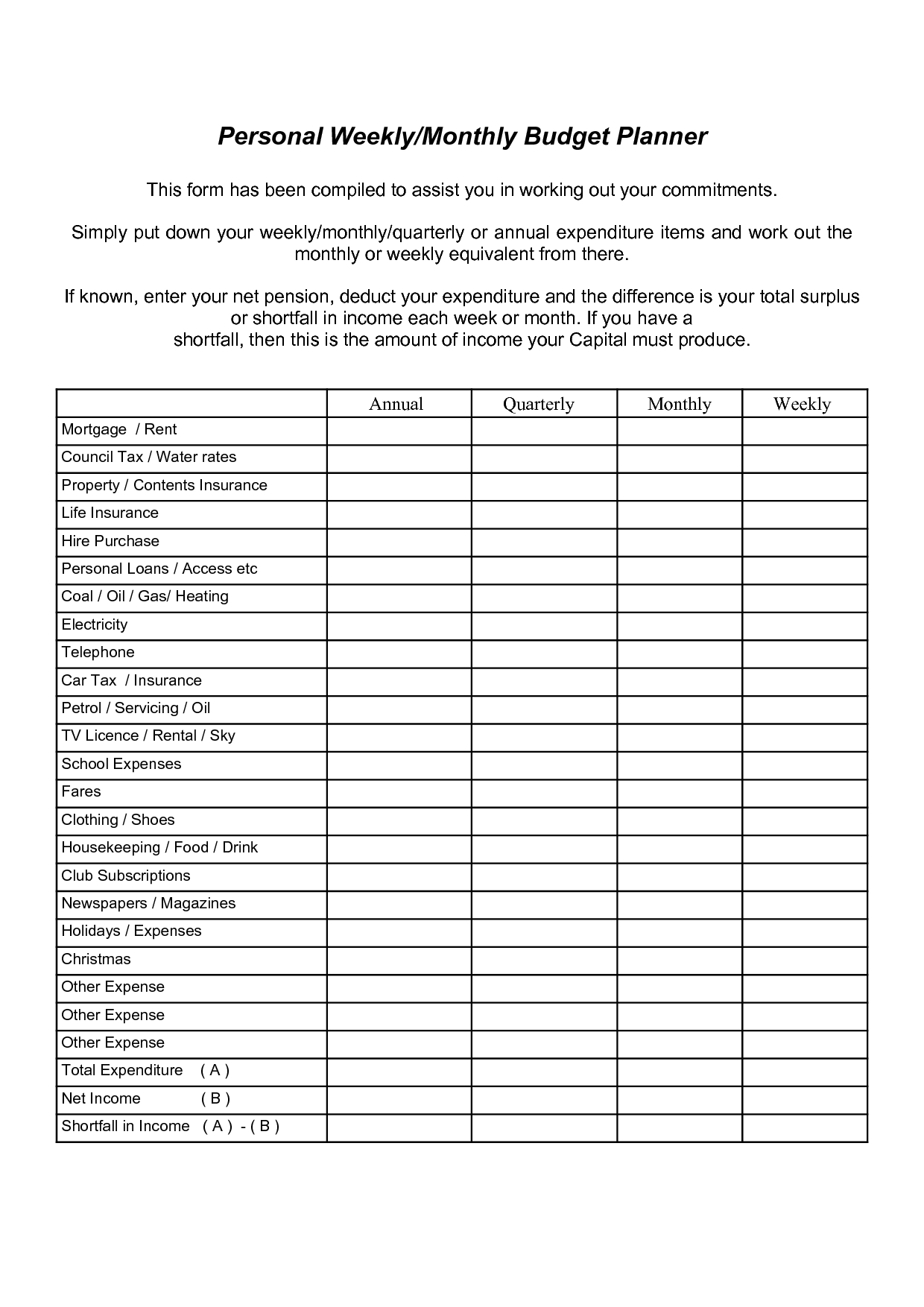 Free Printable Monthly Budget Worksheet Personal Weeklymonthly with proportions 1240 X 1754