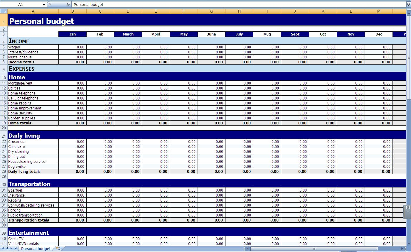 Free Printable Personal Budget Worksheet Personal Budget For regarding proportions 1400 X 859