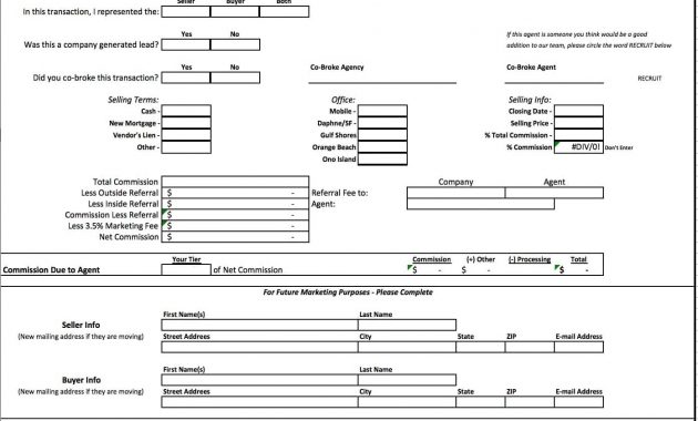 Free Real Estate Brokerage Commission Invoice Template Excel Pdf intended for dimensions 1394 X 1244