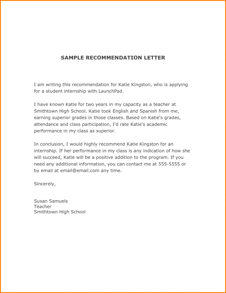 Free Recommendation Letter For Internship Template Letter Of inside dimensions 793 X 1024