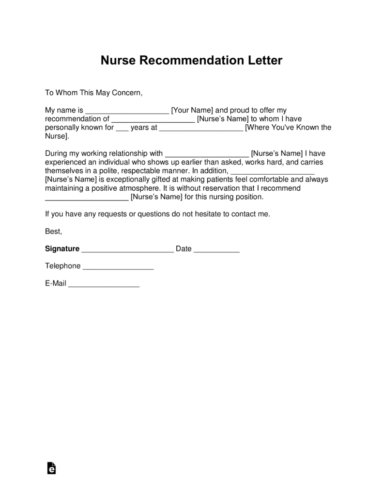 Free Registered Nurse Rn Letter Of Recommendation Template With with dimensions 791 X 1024