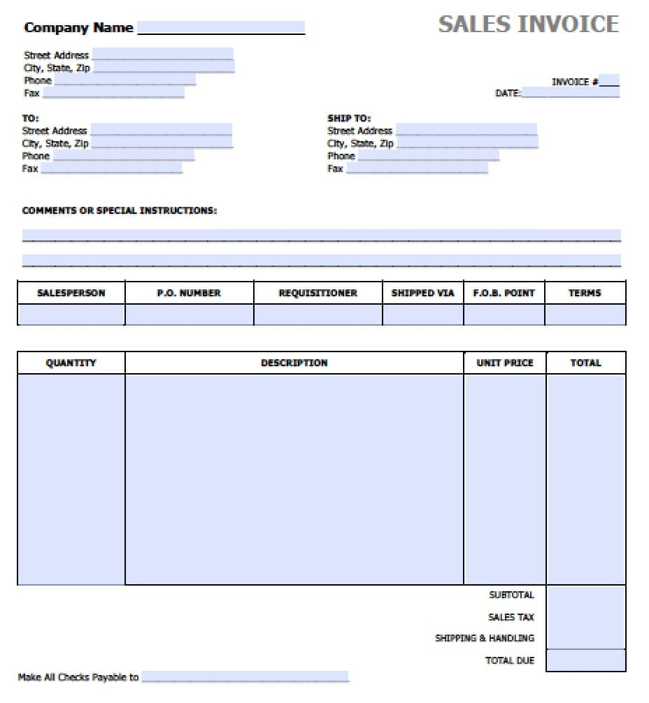 Free Sales Invoice Template Excel Pdf Word Doc intended for size 928 X 1006