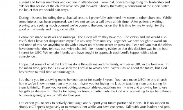 Free Senior Church Pastor Resignation Letter Templates At regarding measurements 2550 X 3300