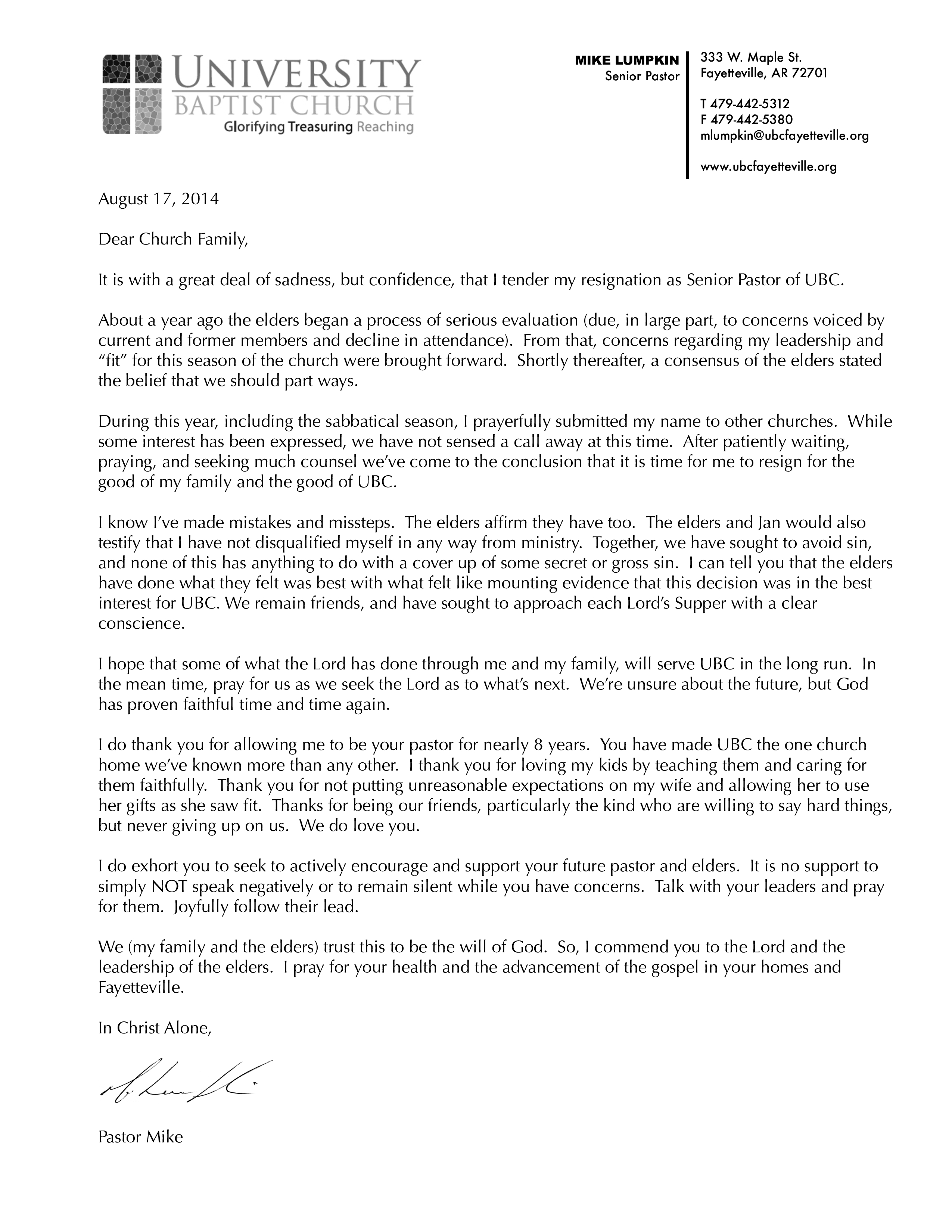 Free Senior Church Pastor Resignation Letter Templates At regarding measurements 2550 X 3300