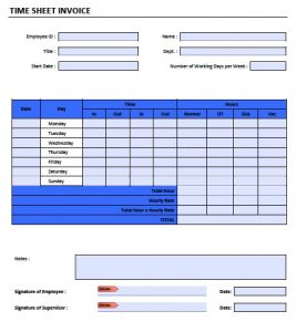 Free Timesheet Invoice Template Excel Pdf Word Doc intended for dimensions 914 X 1028