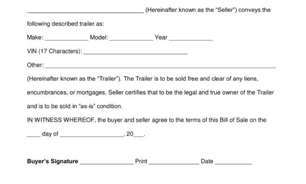 Free Trailer Bill Of Sale Form Word Pdf Eforms Free Fillable throughout size 791 X 1024