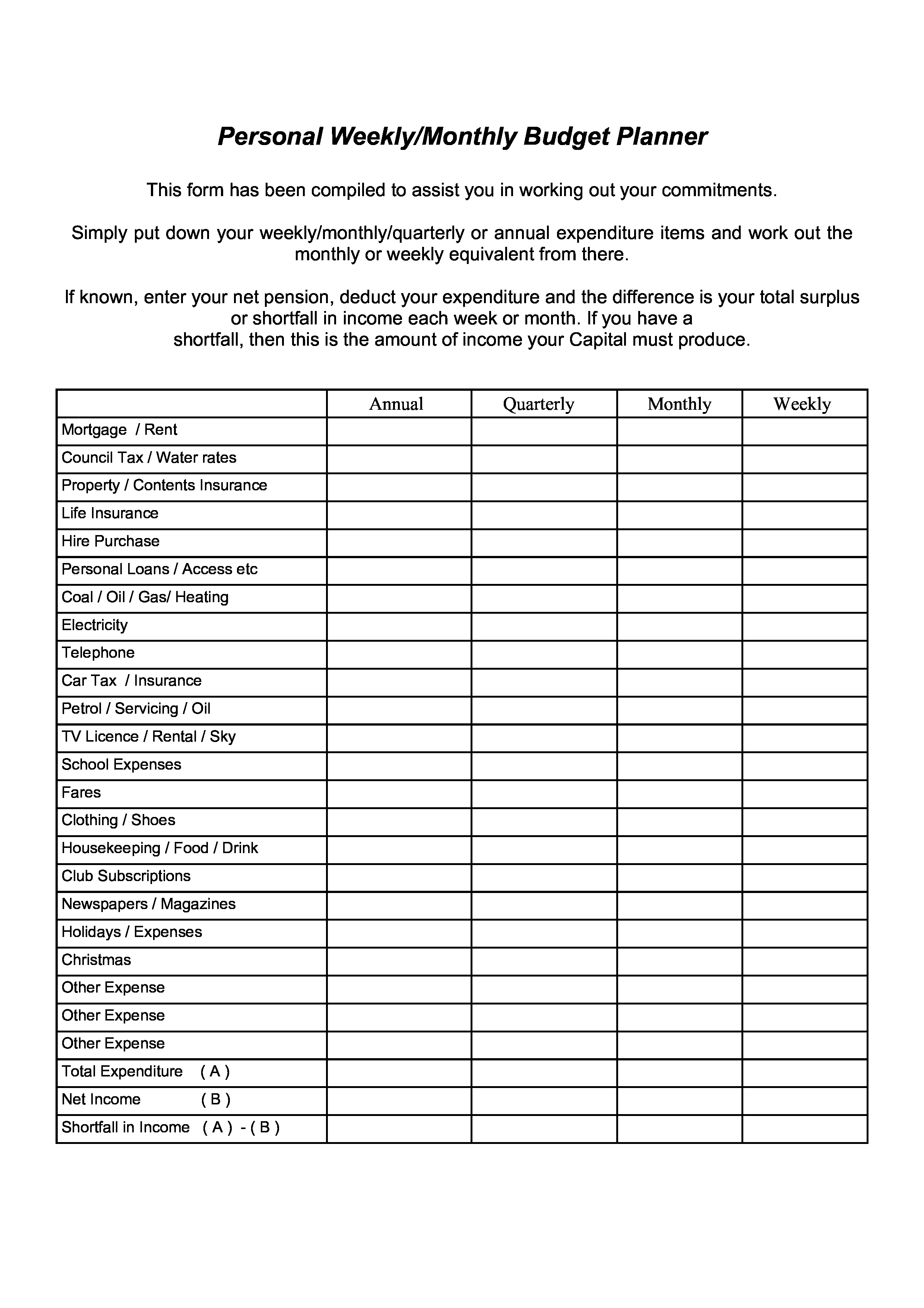 Free Weekly Budget Planner Format Templates At with sizing 2480 X 3508