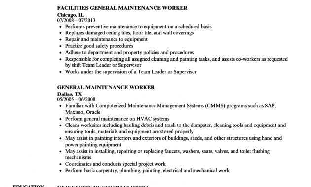 General Maintenance Worker Resume Samples Velvet Jobs with dimensions 860 X 1240