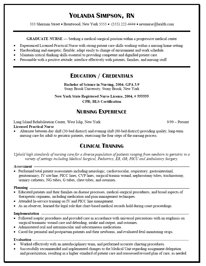 Graduate Nurse Resume Example Rn Pinterest Sample Resume pertaining to size 786 X 1017