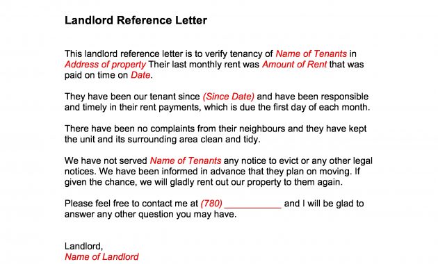 Gratis Landlord Reference Letter intended for size 2550 X 3300