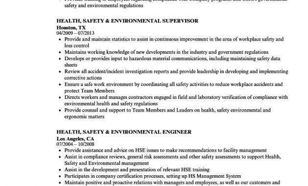 Health Safety Environmental Resume Samples Velvet Jobs pertaining to size 860 X 1240